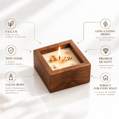 Wooden Square Tealight Candle (Combo of 4)