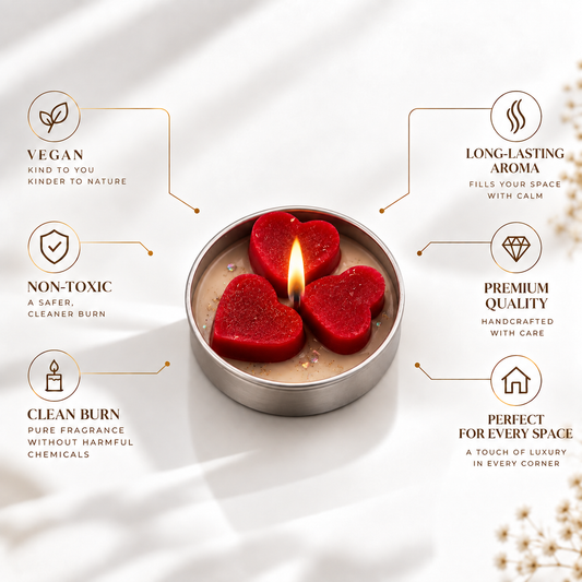 Tin heart candle tealight (combo of 4)