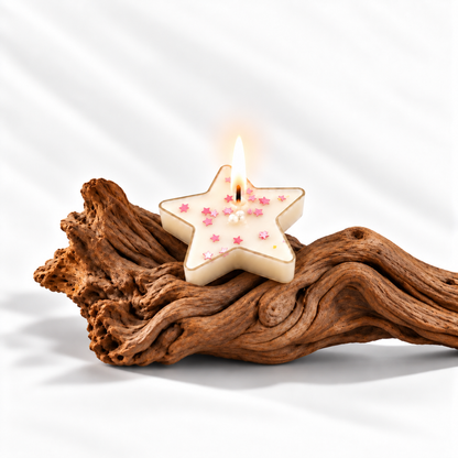 pink star candle (combo of 4)