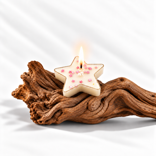 pink star candle (combo of 4)