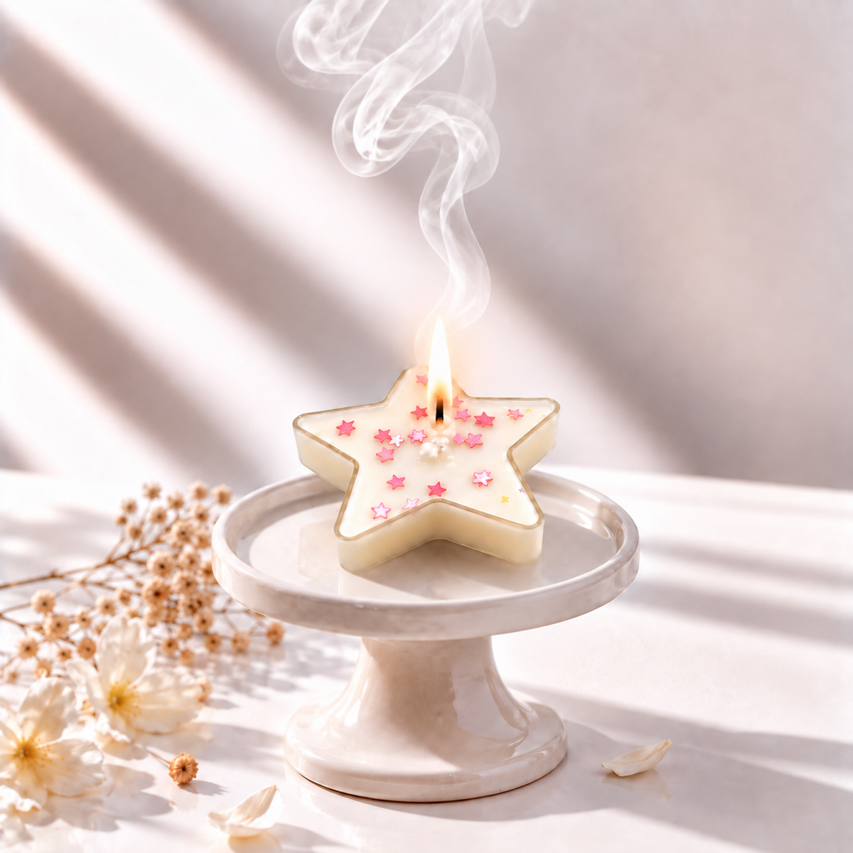 pink star candle (combo of 4)