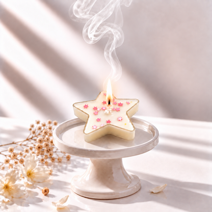 pink star candle (combo of 4)
