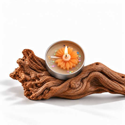 Orange flower tea light candle (combo of 4)