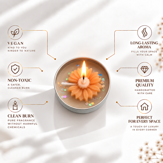 Orange flower tea light candle (combo of 4)