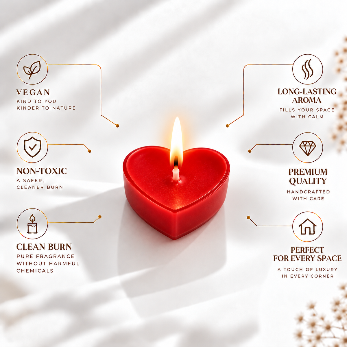 Red Heart Tealight (combo of 4)