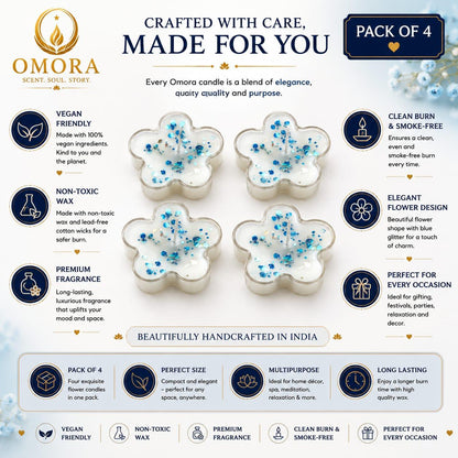 Blue Flower Tealight Candle Pack of 4 - Crafted with Care Made for You Infographic