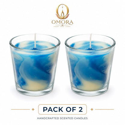 Blue Swirl Glass Candle Pack of 2 - Pack of 2 Hero Shot White Background