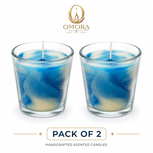 Blue Swirl Glass Candle Pack of 2 - Pack of 2 Hero Shot White Background