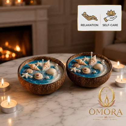 Coconut Shell Sea Candle Pack of 2 - Lifestyle Shot 1