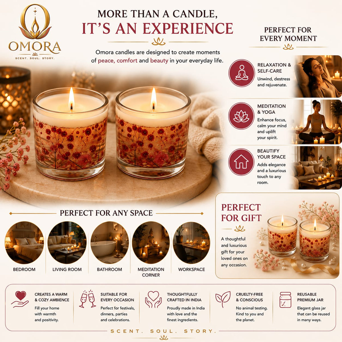 Crimson Candles Pack of 2 - More Than a Candle It's an Experience Infographic
