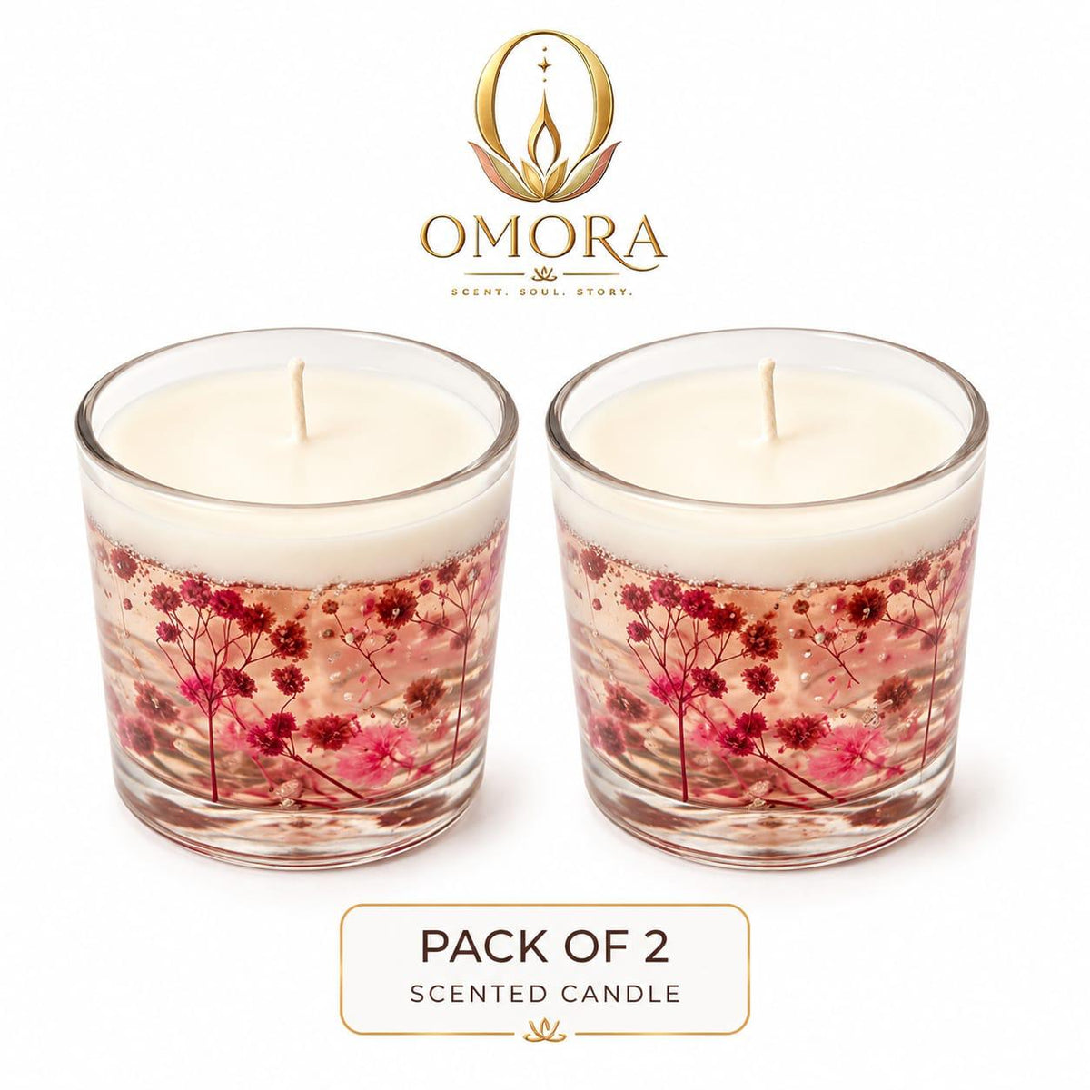 Crimson Candles Pack of 2 - Marble Lifestyle Shot Unlit