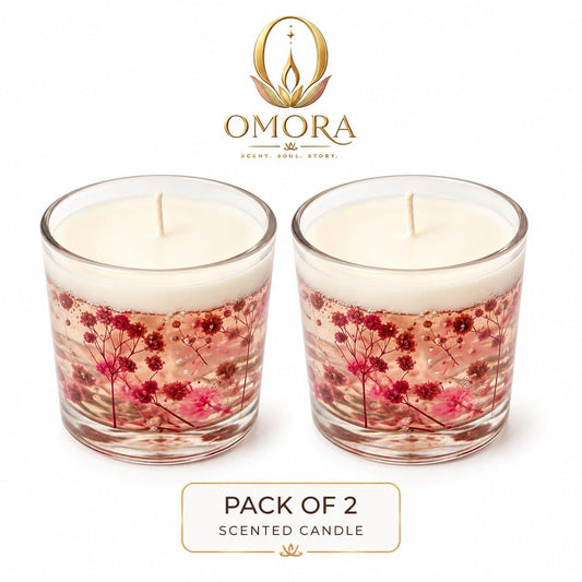 Crimson Candles Pack of 2 - Marble Lifestyle Shot Unlit
