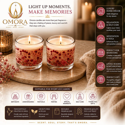 Crimson Candles Pack of 2 - Light Up Moments Make Memories Infographic