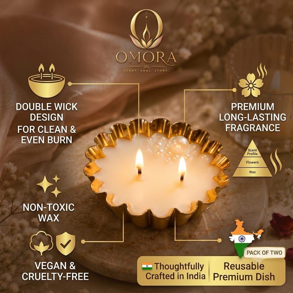 Metallic Tealight  Candle – Pack of 5 | Luxury Gold Fluted Dish Candle