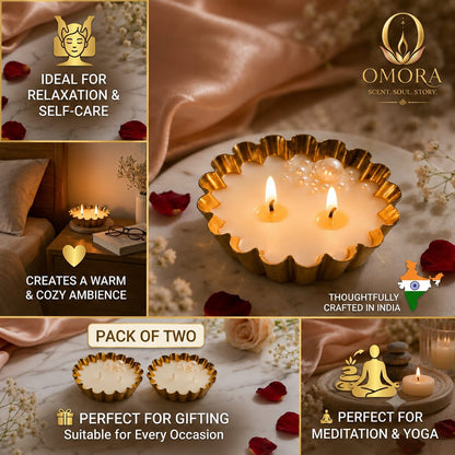 Metallic Tealight  Candle – Pack of 5 | Luxury Gold Fluted Dish Candle