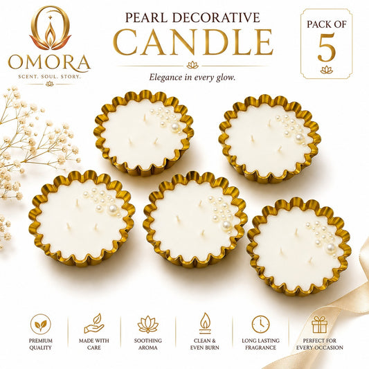 Metallic Tealight  Candle – Pack of 5 | Luxury Gold Fluted Dish Candle