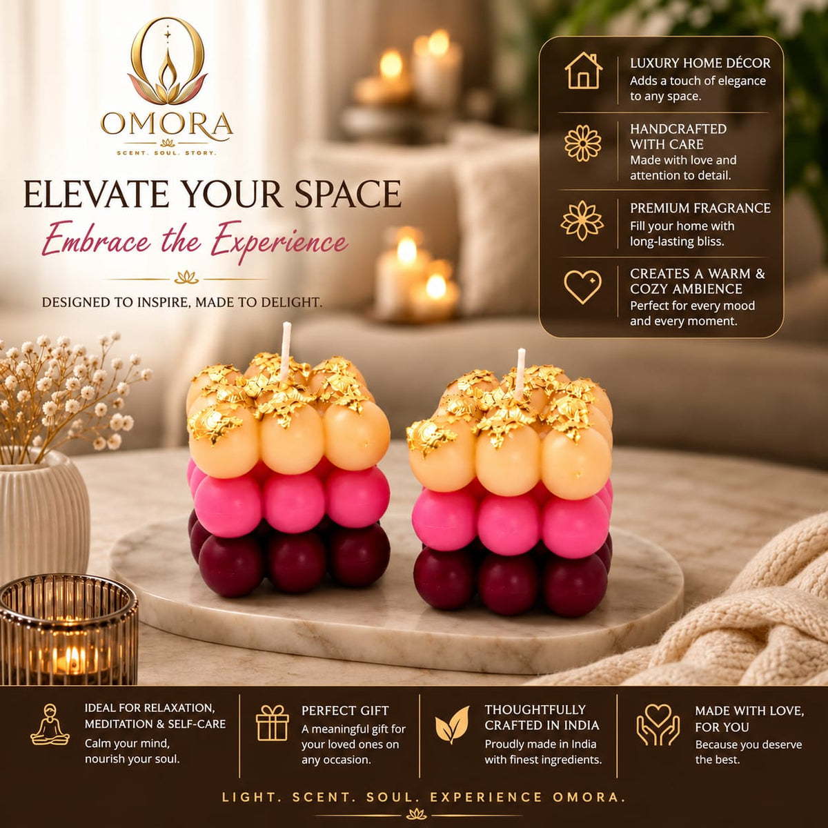 Multicolor Bubble Candle Pack of 2 - Elevate Your Space Lifestyle