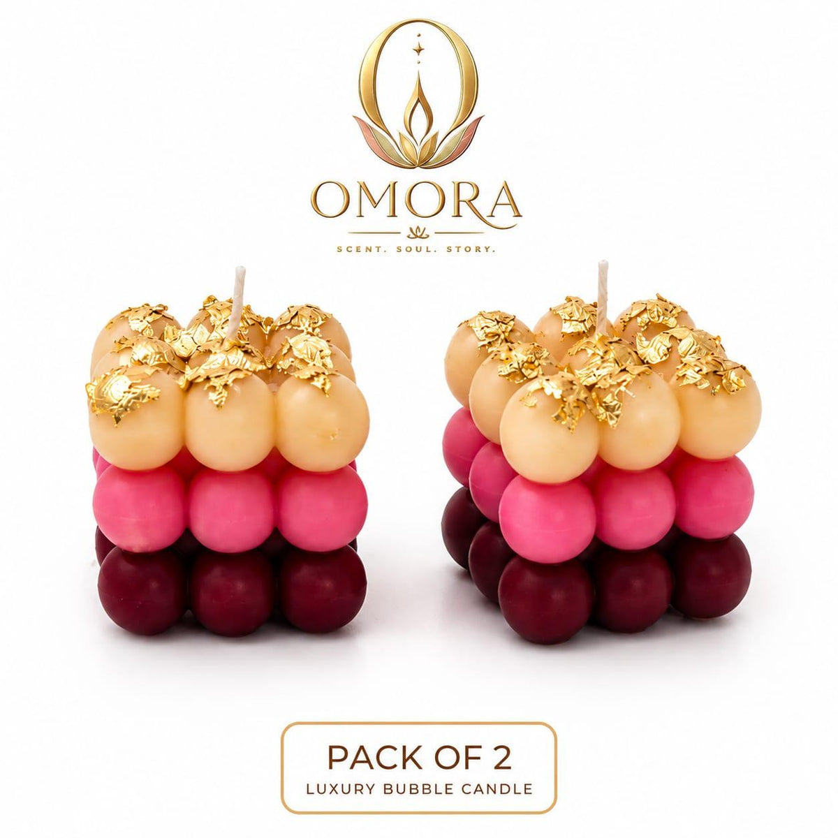 Multicolor Bubble Candle Pack of 2 - White Background Product Shot